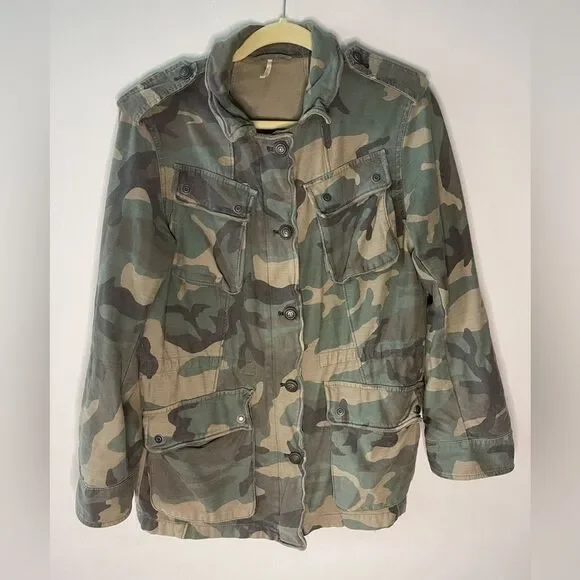 Free People Camouflage Coat Jacket Medium - Picture 5 of 9